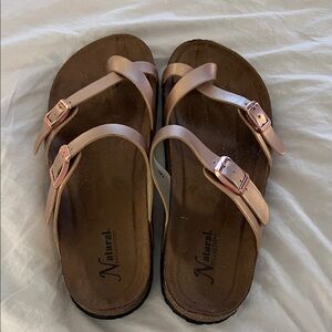 Natural Reflections Rose Gold Sandals with Buckle Straps
